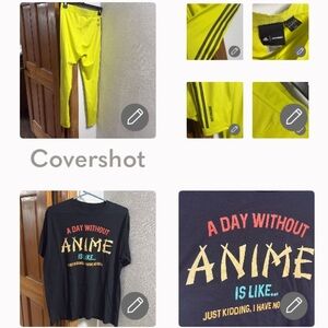 Adidas Ivy Park stretch leggings SzL+A day without anime tee SzL